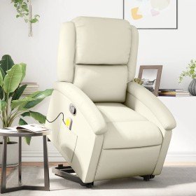 Sillón reclinable de masaje de pie cuero artificial color crema Sillón reclinable de masaje de pie cuero artificial color crema
