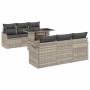 Conjunto de sofá de jardín con cojín 7 pcs Gris claro Poliratán