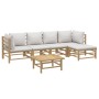 6-piece bamboo garden furniture set with light gray cushions by vidaXL, Garden sets - Ref: Foro24-3155084, Price: 520,01 €, D...