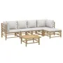 Set de muebles de jardín 6 piezas bambú con cojines gris claro de vidaXL, Conjuntos de jardín - Ref: Foro24-3155084, Precio: ...