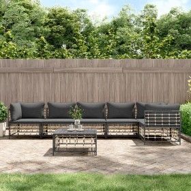 Gartenmöbel-Set 7-teilig und anthrazitgraue PE-Rattankissen von vidaXL, Outdoor-Sofas - Ref: Foro24-3186757, Preis: 573,27 €,...