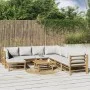 Garden furniture set 9 pieces bamboo and light gray cushions by vidaXL, Garden sets - Ref: Foro24-3155100, Price: 900,46 €, D...