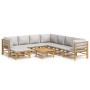 Gartenmöbel-Set 9-teilig aus Bambus und hellgrauen Kissen von vidaXL, Gartensets - Ref: Foro24-3155100, Preis: 914,66 €, Raba...