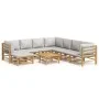 Set de muebles de jardín 9 piezas bambú y cojines gris claro de vidaXL, Conjuntos de jardín - Ref: Foro24-3155100, Precio: 90...