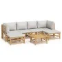 Garden furniture set 7 pieces bamboo and light gray cushions by vidaXL, Garden sets - Ref: Foro24-3155101, Price: 590,56 €, D...