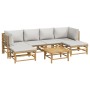 Gartenmöbel-Set 7-teilig aus Bambus und hellgrauen Kissen von vidaXL, Gartensets - Ref: Foro24-3155101, Preis: 597,03 €, Raba...