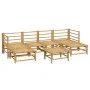 Garden furniture set 7 pieces bamboo and light gray cushions by vidaXL, Garden sets - Ref: Foro24-3155101, Price: 590,56 €, D...