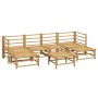 Set de muebles de jardín 7 piezas bambú y cojines gris claro de vidaXL, Conjuntos de jardín - Ref: Foro24-3155101, Precio: 60...