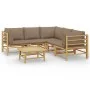 6-piece bamboo garden furniture set with taupe gray cushions by vidaXL, Garden sets - Ref: Foro24-3155124, Price: 659,86 €, D...