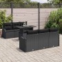 Conjunto de sofá de jardín con cojín 7 pcs Negro Poliratán