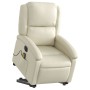Sillón de masaje elevable eléctrico cuero sintético crema