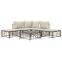 Juego de muebles de jardín 6 pzas cojines antracita ratán PE de vidaXL, Sofás de exterior - Ref: Foro24-3186758, Precio: 430,...