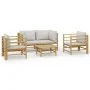 5-teiliges Gartenmöbel-Set aus Bambus mit hellgrauen Kissen von vidaXL, Gartensets - Ref: Foro24-3155089, Preis: 492,82 €, Ra...