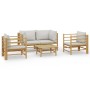 5-teiliges Gartenmöbel-Set aus Bambus mit hellgrauen Kissen von vidaXL, Gartensets - Ref: Foro24-3155089, Preis: 497,84 €, Ra...