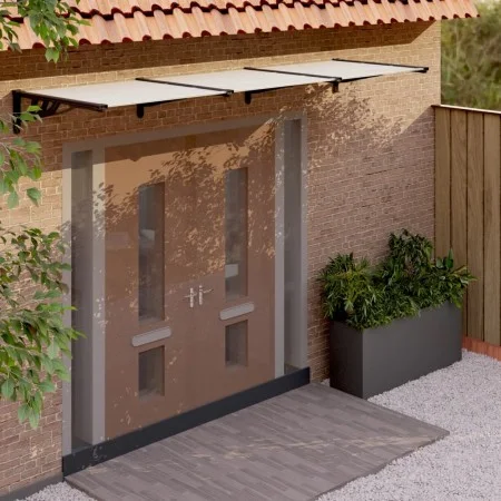 Marquesina puerta policarbonato negro y transparente 358,5x90cm de vidaXL, Toldos - Ref: Foro24-153688, Precio: 106,12 €, Des...