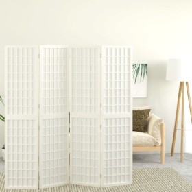 Biombo plegable con 4 paneles estilo japonés blanco 160x170 cm