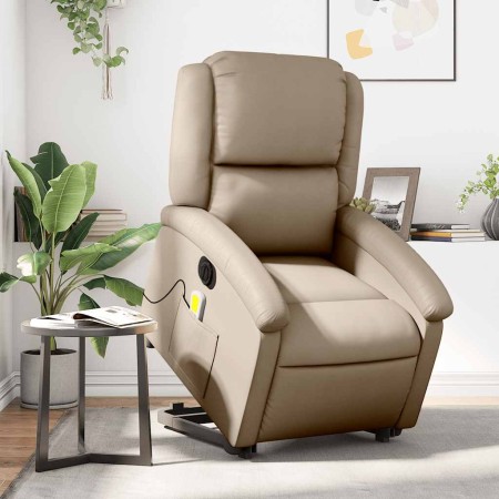 Sillón reclinable de masaje eléctrico cuero sintético capuchino