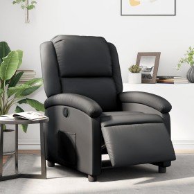 Sillón reclinable eléctrico de cuero auténtico negro Sillón reclinable eléctrico de cuero auténtico negro