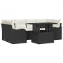 Conjunto de sofá de jardín con cojín 7 pcs Negro Poliratán