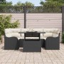 Conjunto de sofá de jardín con cojín 7 pcs Negro Poliratán