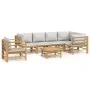 Garden furniture set 7 pieces bamboo and light gray cushions by vidaXL, Garden sets - Ref: Foro24-3155109, Price: 775,30 €, D...