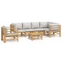 Gartenmöbel-Set 7-teilig aus Bambus und hellgrauen Kissen von vidaXL, Gartensets - Ref: Foro24-3155109, Preis: 776,40 €, Raba...