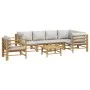 Garden furniture set 7 pieces bamboo and light gray cushions by vidaXL, Garden sets - Ref: Foro24-3155109, Price: 775,30 €, D...