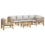 Gartenmöbel-Set 7-teilig aus Bambus und hellgrauen Kissen von vidaXL, Gartensets - Ref: Foro24-3155109, Preis: 776,40 €, Raba...