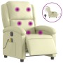Sillón reclinable de masaje eléctrico cuero auténtico crema