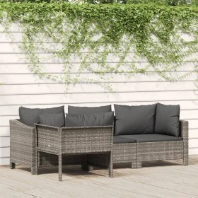 4-teiliges Gartenmöbel-Set und graue synthetische Rattankissen von vidaXL, Gartensets - Ref: Foro24-362688, Preis: 314,04 €, ...