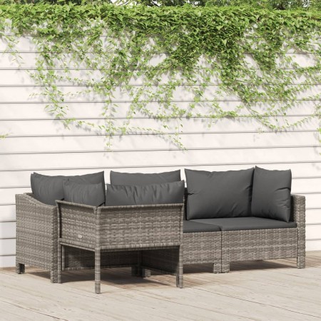4-teiliges Gartenmöbel-Set und graue synthetische Rattankissen von vidaXL, Gartensets - Ref: Foro24-362688, Preis: 319,62 €, ...