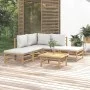 6-teiliges Gartenmöbel-Set aus Bambus mit hellgrauen Kissen von vidaXL, Gartensets - Ref: Foro24-3155079, Preis: 477,60 €, Ra...