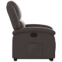 Sillón reclinable elevable cuero auténtico marrón oscuro