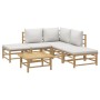 6-teiliges Gartenmöbel-Set aus Bambus mit hellgrauen Kissen von vidaXL, Gartensets - Ref: Foro24-3155079, Preis: 491,91 €, Ra...