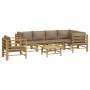 Set de muebles de jardín 7 piezas bambú y cojines gris taupe de vidaXL, Conjuntos de jardín - Ref: Foro24-3155125, Precio: 84...