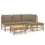 5-teiliges Gartenmöbel-Set aus Bambus mit taupegrauen Kissen von vidaXL, Gartensets - Ref: Foro24-3155113, Preis: 497,44 €, R...