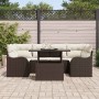 Conjunto de sofá de jardín con cojín 7 pcs Marrón Poliratán