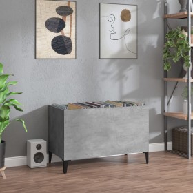Mueble discos madera contrachapada gris hormigón 74,5x38x48 cm