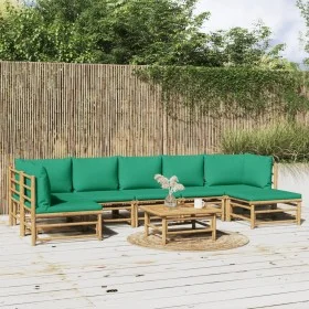 8-piece bamboo garden furniture set with green cushions by vidaXL, Garden sets - Ref: Foro24-3155174, Price: 585,93 €, Discou...