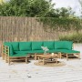 Set de muebles de jardín 8 piezas bambú con cojines verde de vidaXL, Conjuntos de jardín - Ref: Foro24-3155174, Precio: 637,5...
