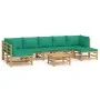 8-teiliges Gartenmöbel-Set aus Bambus mit grünen Kissen von vidaXL, Gartensets - Ref: Foro24-3155174, Preis: 586,16 €, Rabatt: %