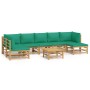 Set de muebles de jardín 8 piezas bambú con cojines verde de vidaXL, Conjuntos de jardín - Ref: Foro24-3155174, Precio: 637,5...