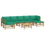 Set de muebles de jardín 8 piezas bambú con cojines verde de vidaXL, Conjuntos de jardín - Ref: Foro24-3155174, Precio: 637,5...