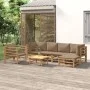 7-teiliges Gartenmöbel-Set aus Bambus mit taupegrauen Kissen von vidaXL, Gartensets - Ref: Foro24-3155117, Preis: 757,36 €, R...