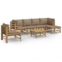 7-piece bamboo garden furniture set with taupe gray cushions by vidaXL, Garden sets - Ref: Foro24-3155117, Price: 729,30 €, D...