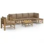 7-teiliges Gartenmöbel-Set aus Bambus mit taupegrauen Kissen von vidaXL, Gartensets - Ref: Foro24-3155117, Preis: 757,36 €, R...