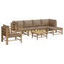 7-piece bamboo garden furniture set with taupe gray cushions by vidaXL, Garden sets - Ref: Foro24-3155117, Price: 729,30 €, D...