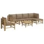 7-teiliges Gartenmöbel-Set aus Bambus mit taupegrauen Kissen von vidaXL, Gartensets - Ref: Foro24-3155117, Preis: 757,36 €, R...