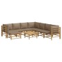 Set de muebles de jardín 9 piezas bambú y cojines gris taupé de vidaXL, Conjuntos de jardín - Ref: Foro24-3155132, Precio: 1,...