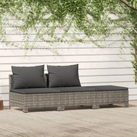 3-teiliges Gartenmöbel-Set und graue synthetische Rattankissen von vidaXL, Gartensets - Ref: Foro24-362692, Preis: 243,73 €, ...